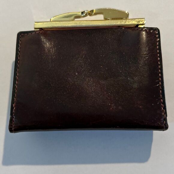 Vintage Bosca Hand Stained Hide Brown Leather Mini Wallet - Kiss Lock Coin - Picture 2 of 8
